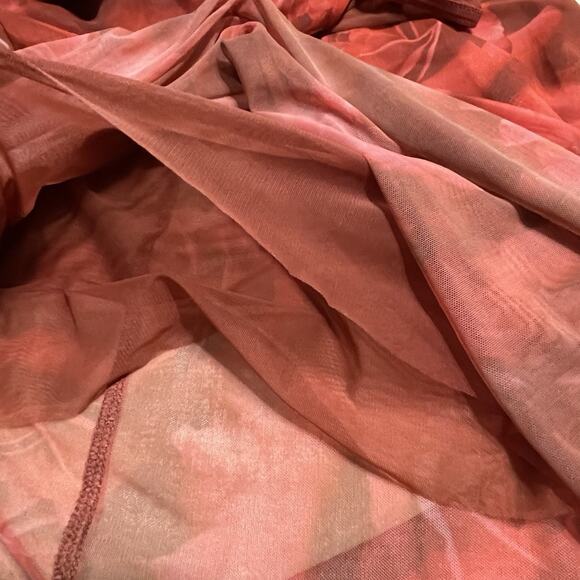 Meshki Aphrodite Strapless Mesh Midi Dress Size L Red Rose Print Sheer Party NWT - Picture 9 of 15